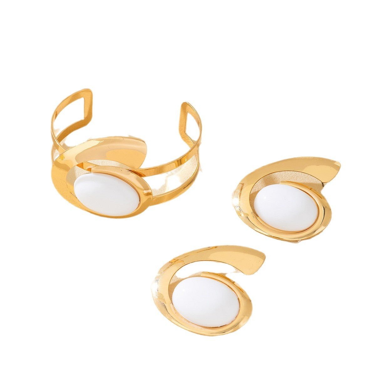 Circle Stud Earrings Bangle Women Jewelry Suit